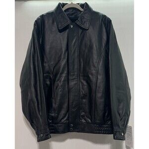 Men’s Vintage Leather Brand Black‎ Lined Jacket Coat NWT XXL Rampant Trailers